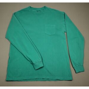 Comfort Colors Green Long Sleeved Pocket‎ Tee - Size L